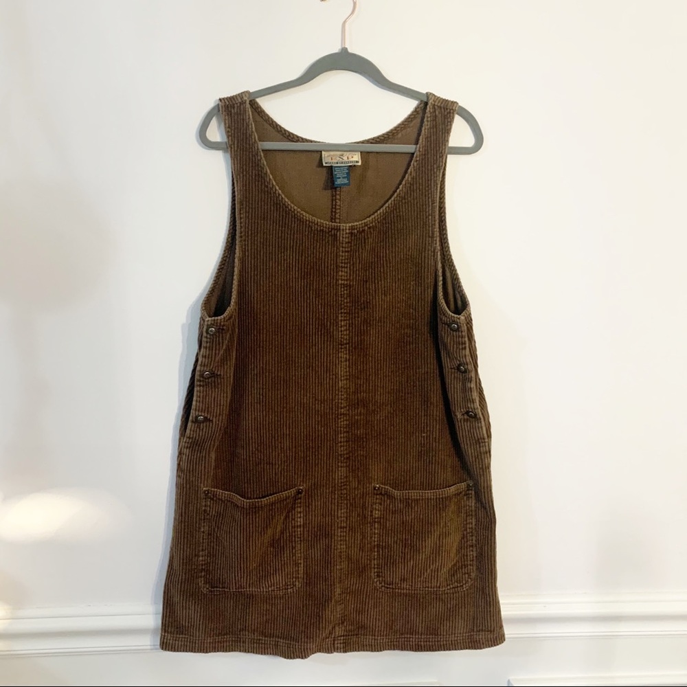 Brown Corduroy Dress with Buttons Down The Side